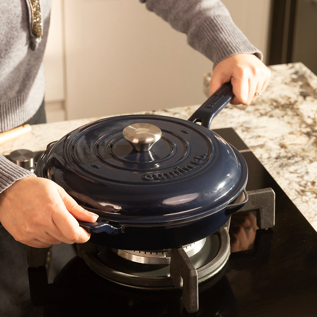 The Everyday Cooking Pan – Elevate Cooking with Cumin Co.’s Enamel Cast Iron Pan