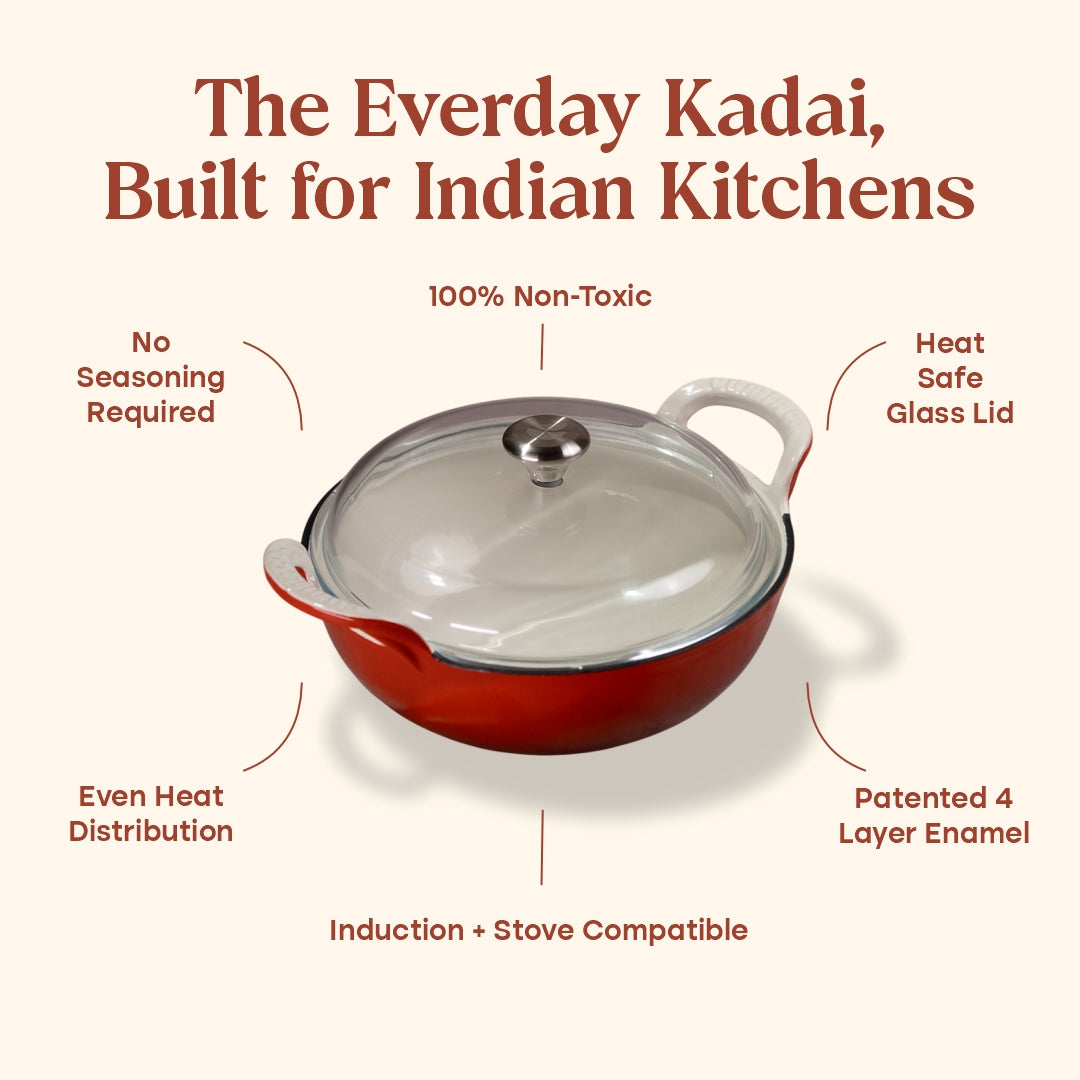 No. 10 Enamel Coated Cast Iron Kadai