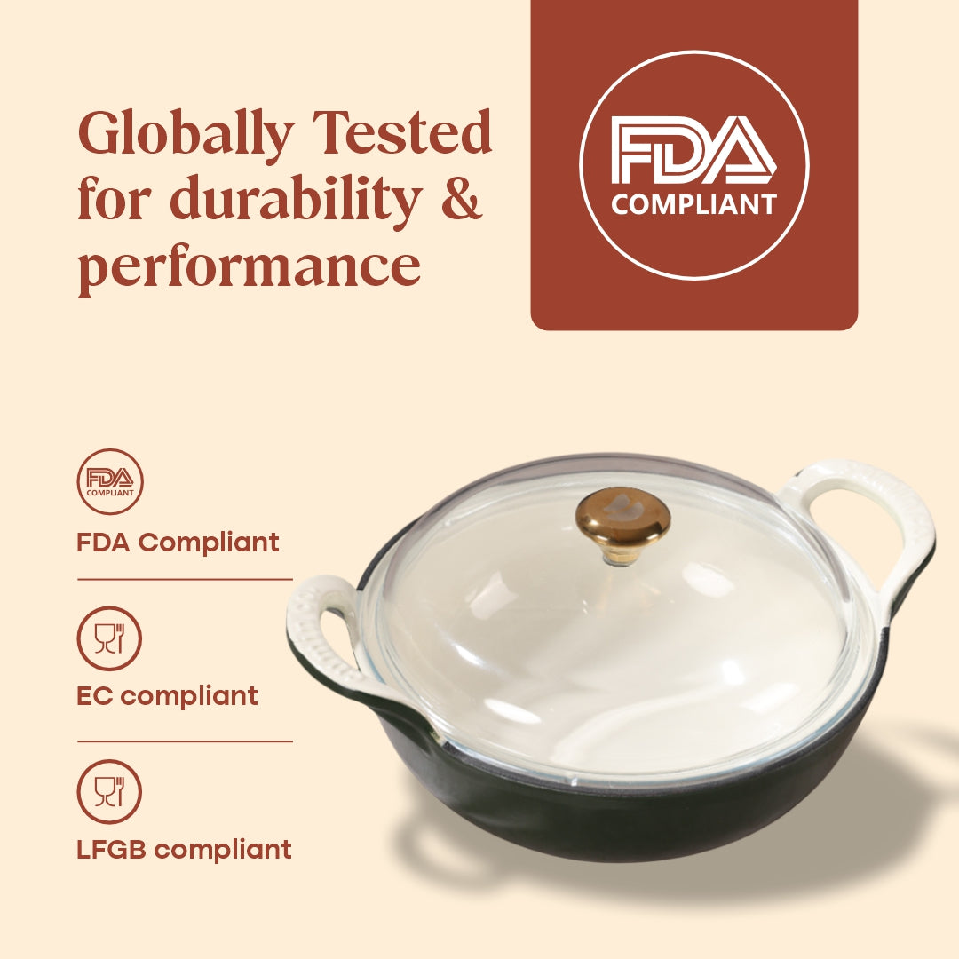 No. 10 Enamel Coated Cast Iron Kadai