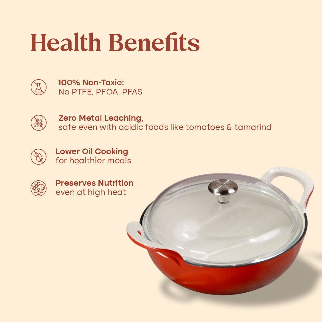 No. 10 Enamel Coated Cast Iron Kadai