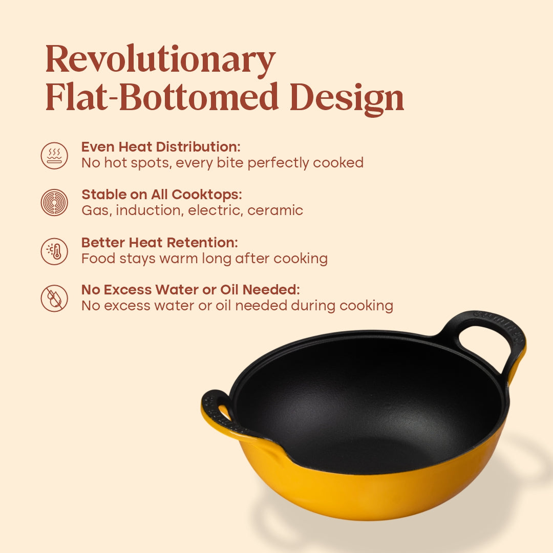 No. 10 Enamel Coated Cast Iron Kadai