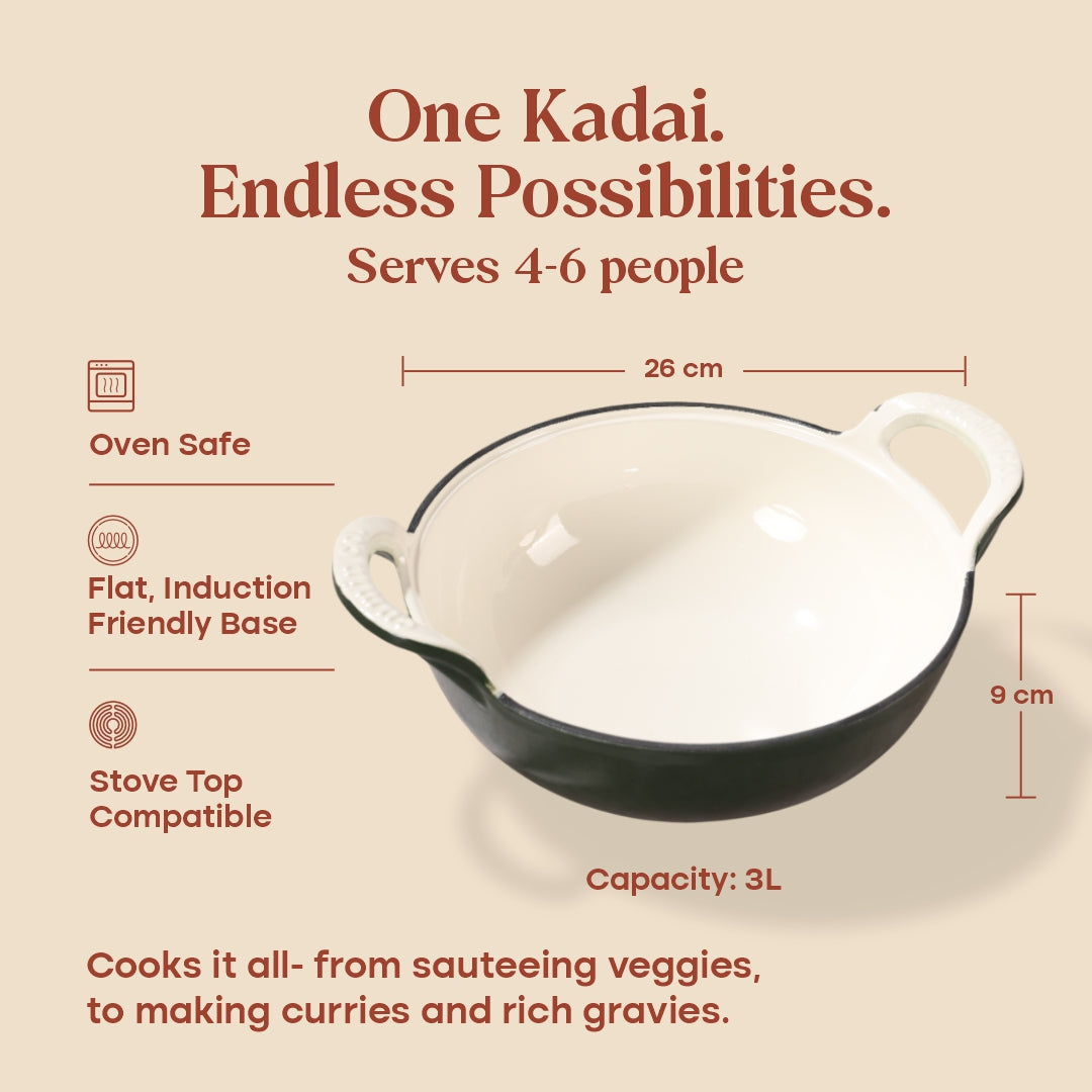 No. 10 Enamel Coated Cast Iron Kadai