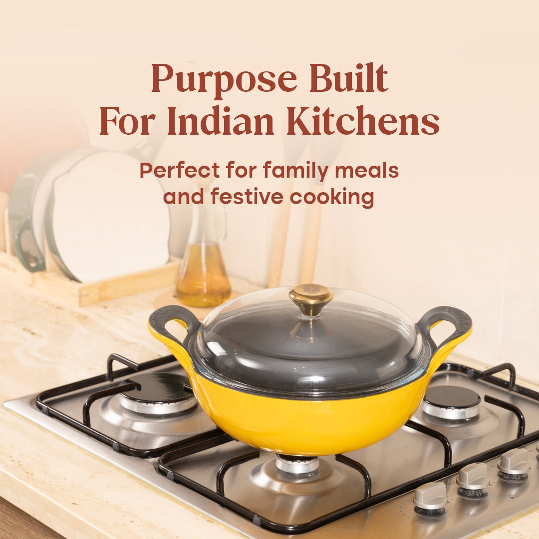 No. 10 Enamel Coated Cast Iron Kadai