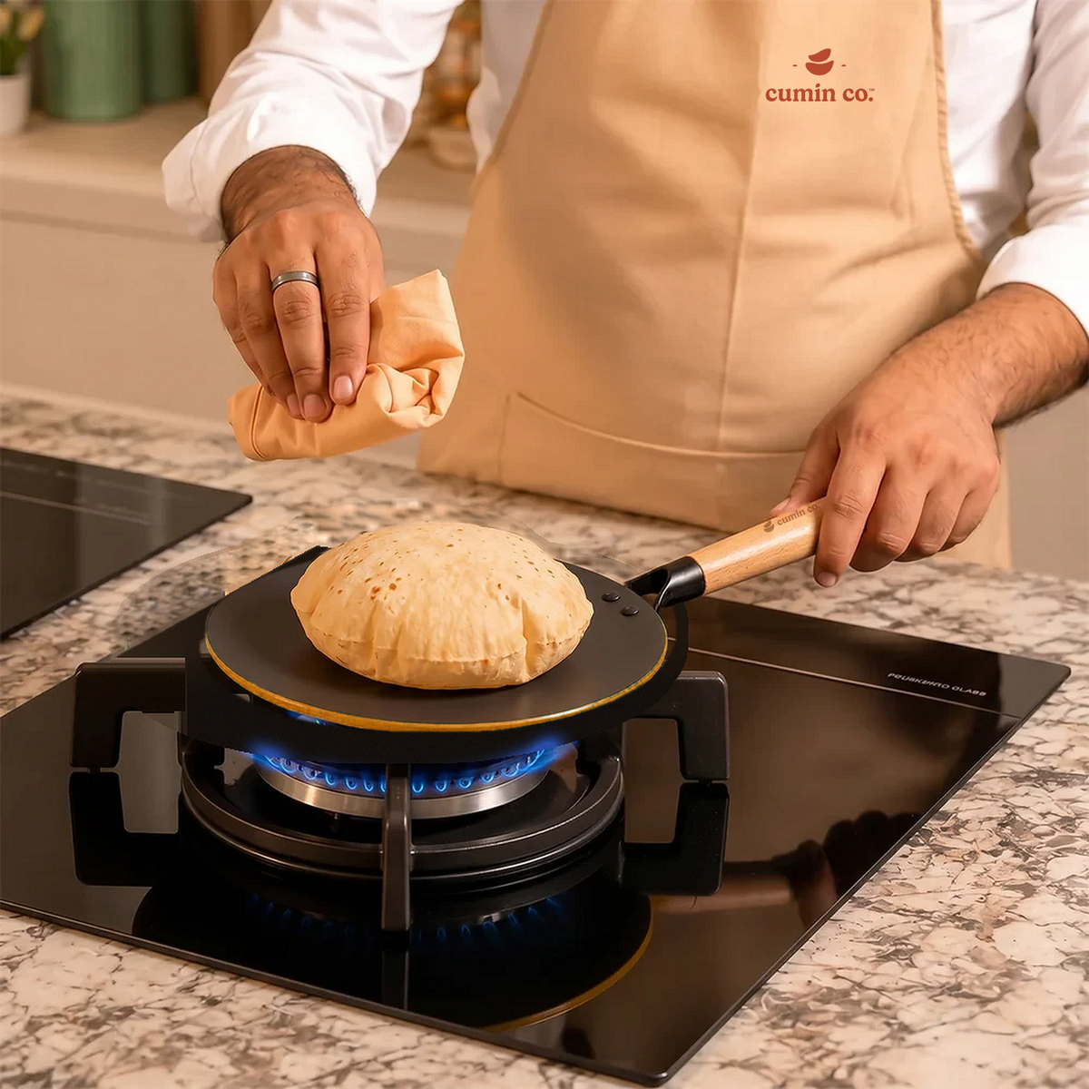 No. 8 Enamel Cast Iron Roti Tawa LITE (22 cm) Sarso (Mustard)