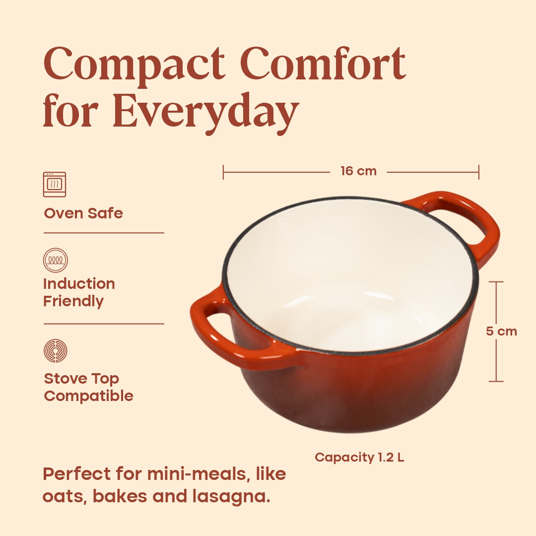 No. 6 Enamel Cast Iron Dutch Oven (1.2L)