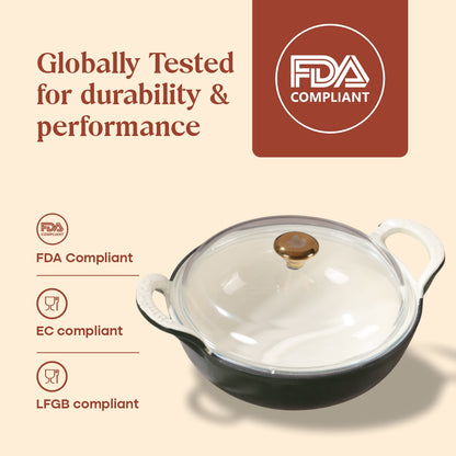 No. 10 Enamel Coated Cast Iron Kadai