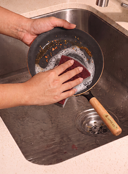 Use regular soap and gently scrub