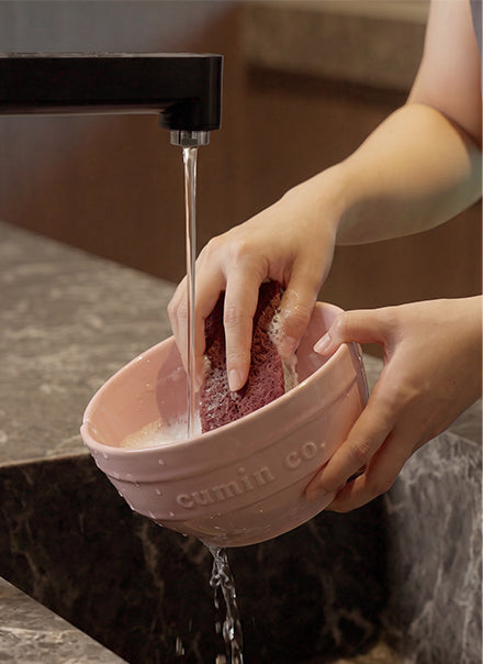 Wash with mild soap and scrub gently