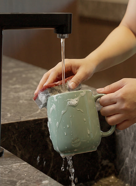 Wash with mild soap and scrub gently